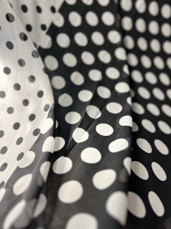 Monochrome Elegance: Georgette Black and White Dotted Scarf for Timeless Chic - Image 2