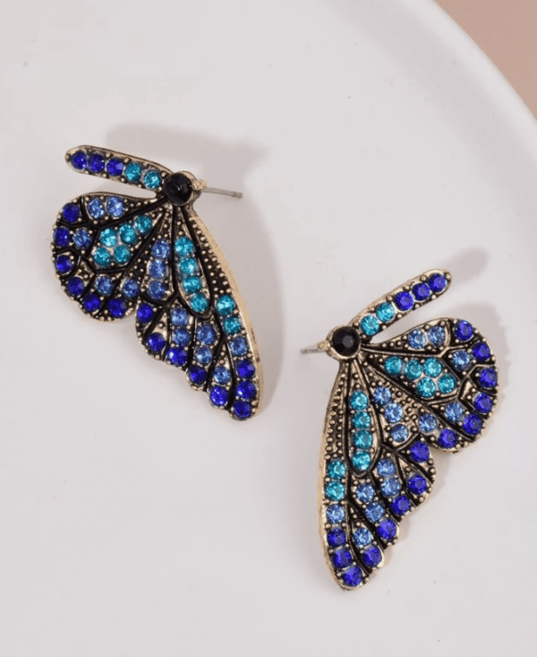 Rhinestone Butterfly Earrings - Image 3
