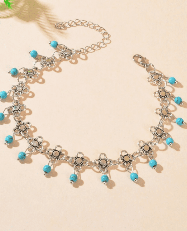 Turquoise & Flower Decor Ankle - Image 3
