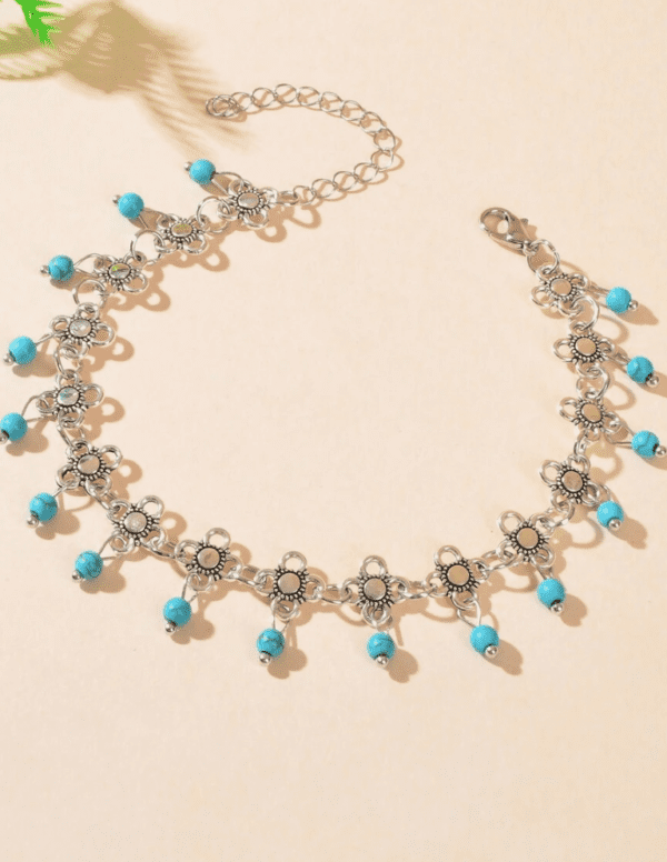 Turquoise & Flower Decor Ankle - Image 2