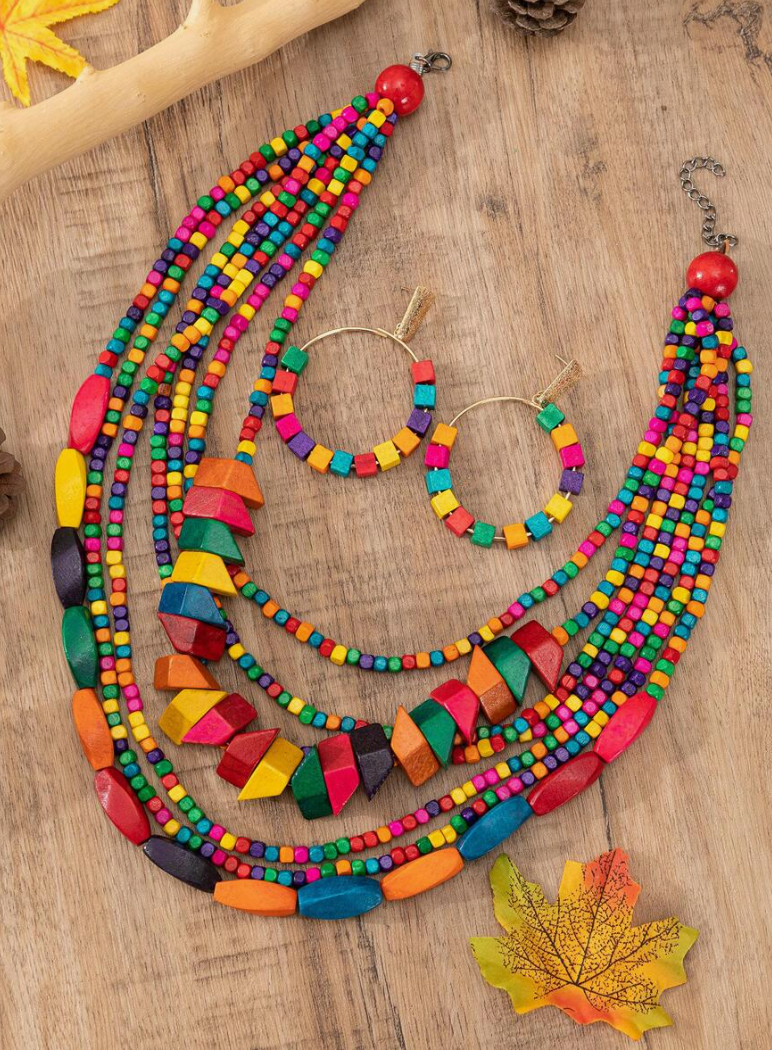 Color Block Beaded Jewelry Set