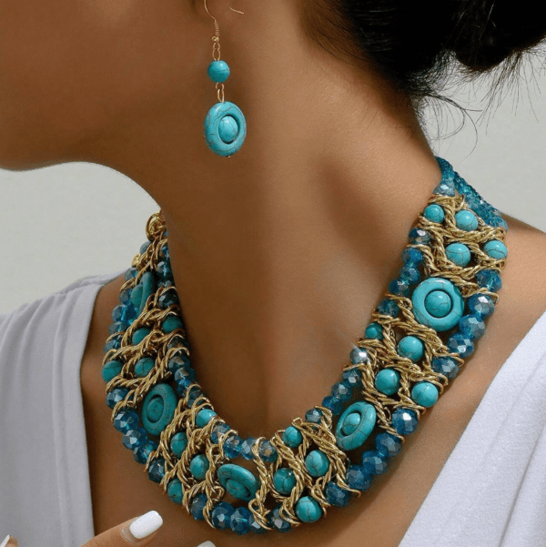 Blue Ecstasy Necklace and Earrings set - Image 2
