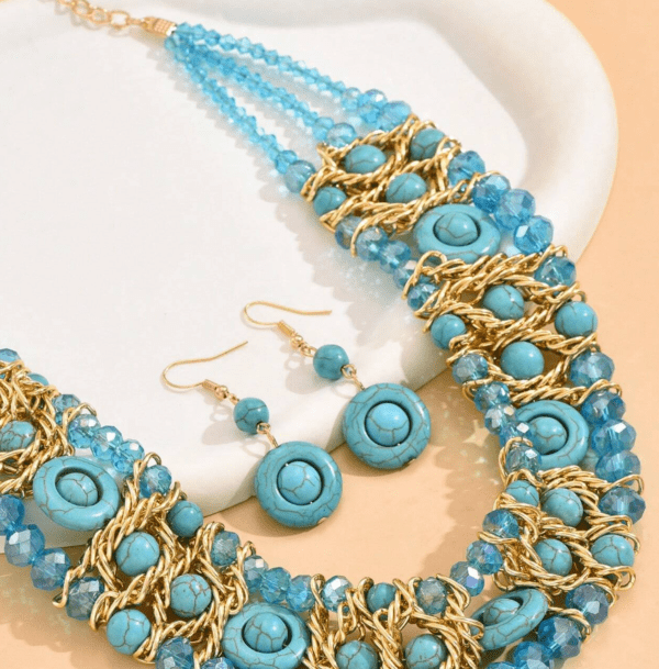 Blue Ecstasy Necklace and Earrings set - Image 3