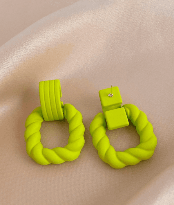 Solid Geometric Drop Earrings - Image 3