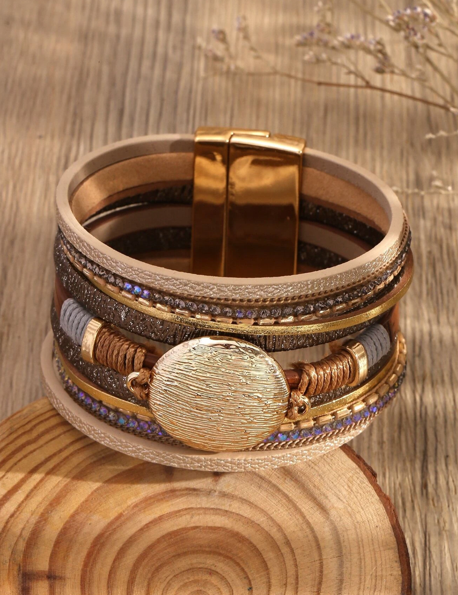 Leather Bracelet With Magnet Buckle