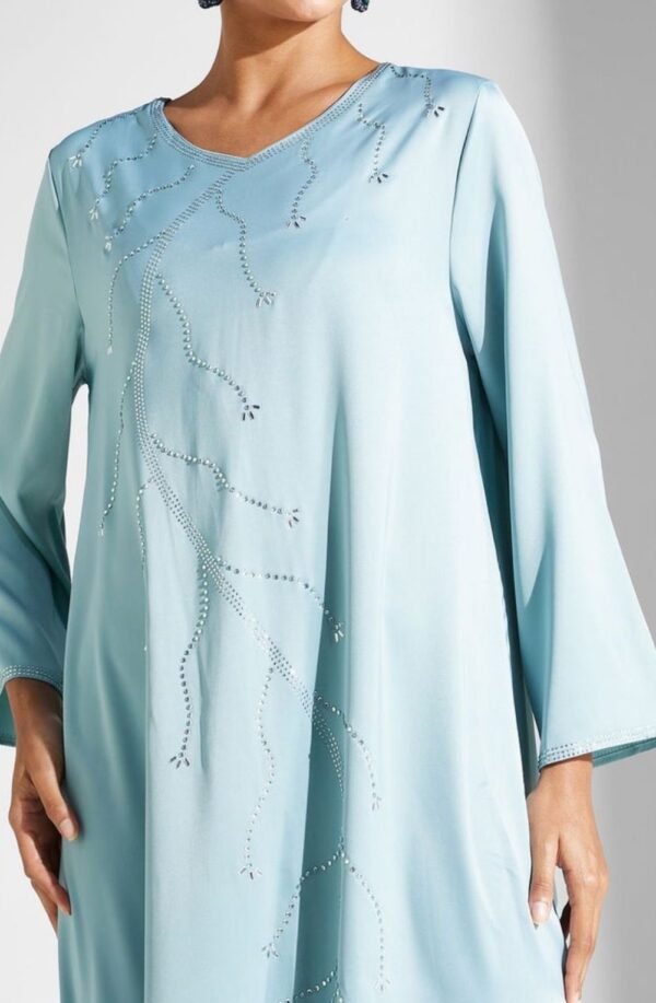 Aqua Mist Crystal-Embellished Long Dress