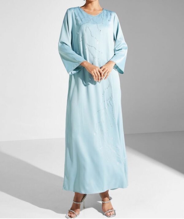 Aqua Mist Crystal-Embellished Long Dress - Image 2