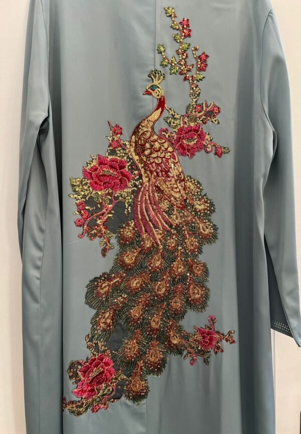 Aqua Mist Crystal-Embellished Long Dress - Image 3