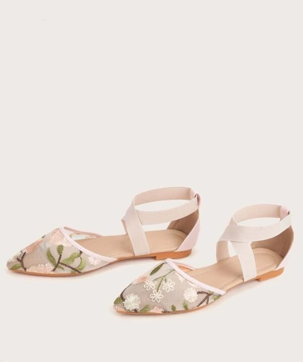 Floral Embroidered Mesh Ballet Flats - Image 2