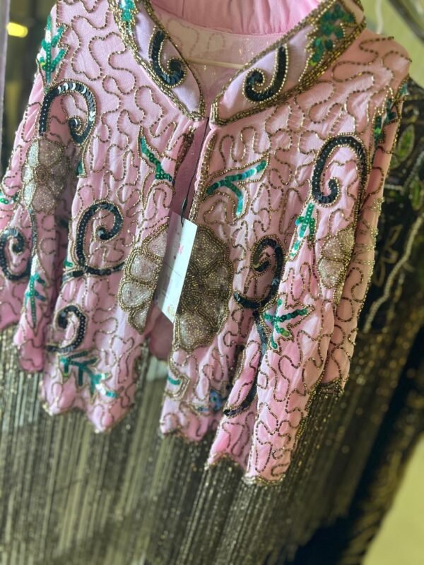 Pink Embellished Sequin Fringe Cape