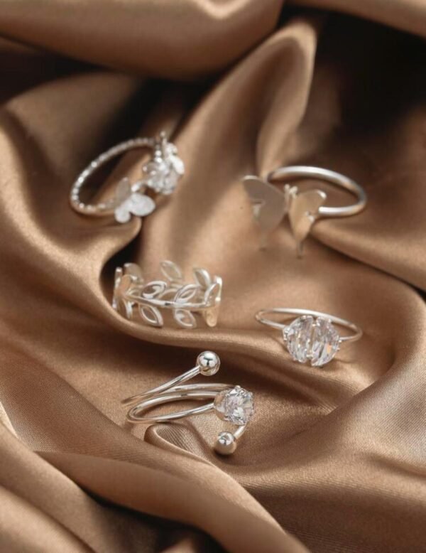 Silver Nature-Inspired Ring Set - Image 2