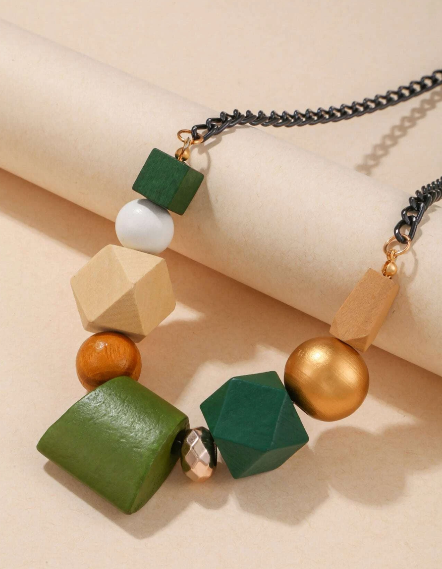 Wooden Bead Decor Necklace