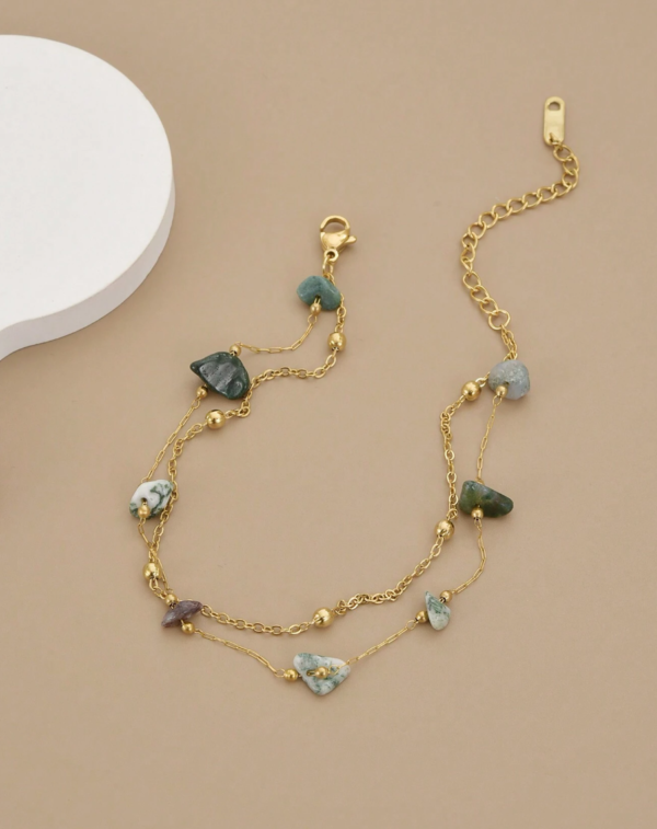 Natural Stone & Stainless Steel Women Anklet