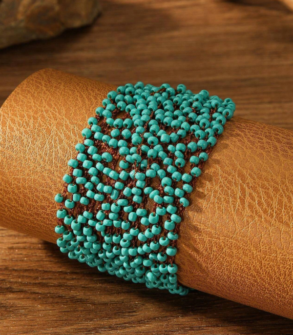 Handmade Bohemian Style Beaded Crochet Bracelet - Image 2