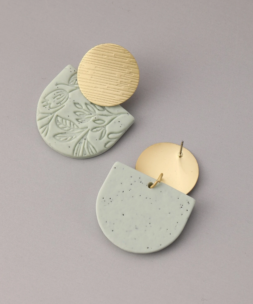 Flower Detail Geometric Drop Earrings - Image 2