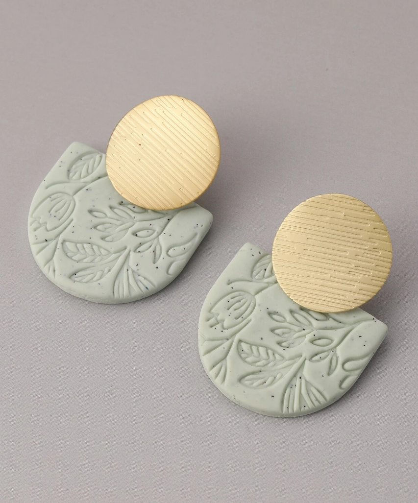 Flower Detail Geometric Drop Earrings