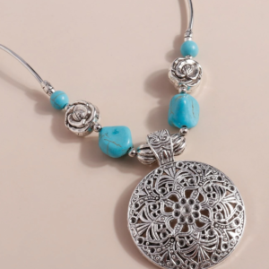Turquoise Round Pendant Necklace